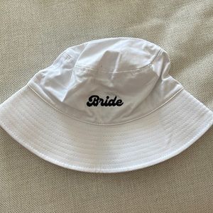 Bride white bucket hat